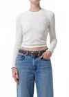 Citizen Of Humanity Pilar Crewneck Top In Pashmina In White