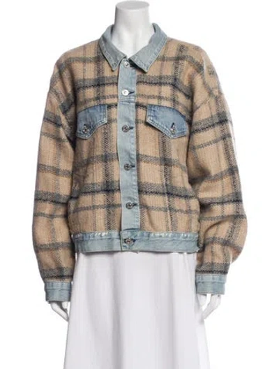 Pre-owned Citizen Of Humanity Plaid Print Faux Fur Jacket