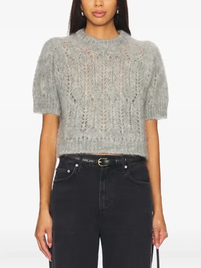 Citizen Of Humanity Puff-sleeve Open-knit Sweater In Gray