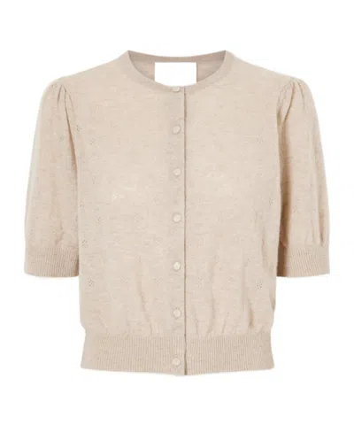 Citizen Of Humanity Raina Pointelle-knit Wool And Cashmere-blend Cardigan In Neutral