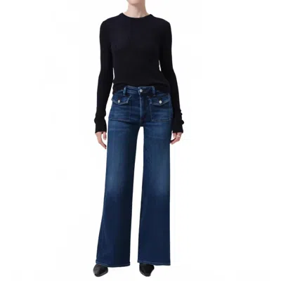 Citizen Of Humanity Raven Patch Pocket Wide Leg Jean In Regency In Blue