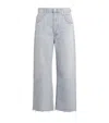Citizen Of Humanity Ayla Cropped Frayed High-rise Wide-leg Jeans In Blue