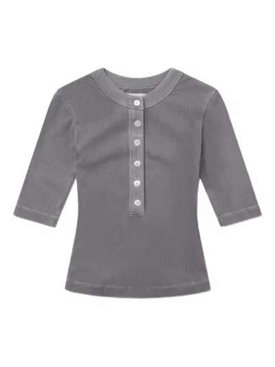 Citizen Of Humanity Ribbed Button-up Top In Gray