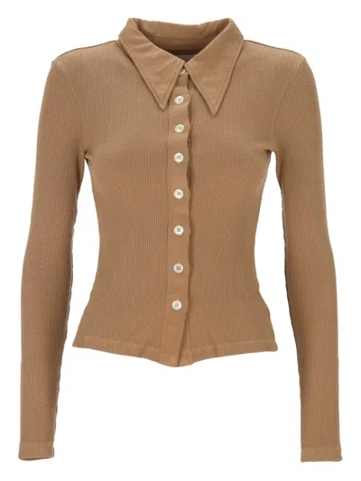 Citizen Of Humanity Ribbed Collared Sweater In Brown