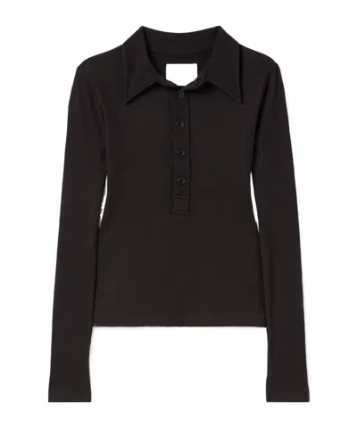 Citizen Of Humanity Ribbed Jersey Polo Shirt In Black