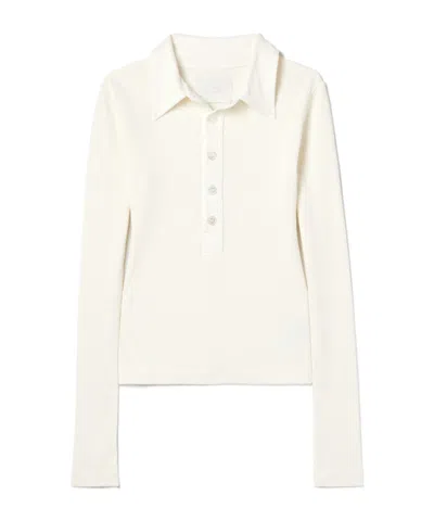 Citizen Of Humanity Ribbed Jersey Polo Shirt In White