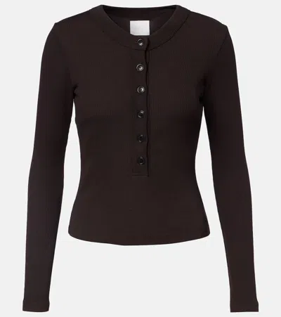 Citizen Of Humanity Ribbed-knit Jersey Top In Black