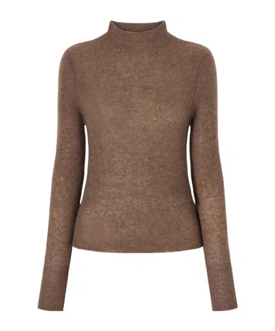 Citizen Of Humanity Leelah Ribbed Wool And Cashmere-blend Turtleneck Sweater In Brown