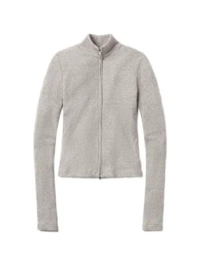 Citizen Of Humanity Ribbed-knit Zip-up Cardigan In Gray