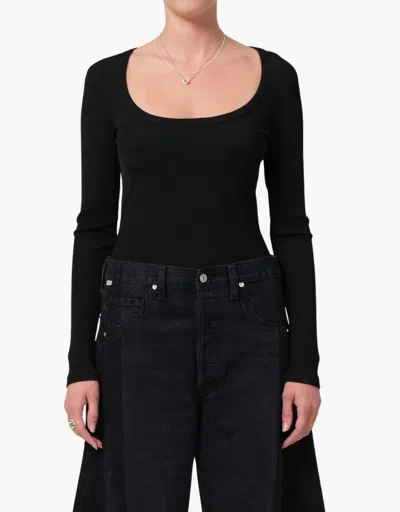 Citizen Of Humanity Rumi Scoop Neck Shirt In Black