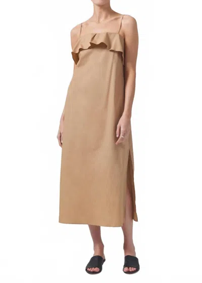 Citizen Of Humanity Sable Flounce Dress In Incense In Brown