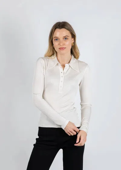 Citizen Of Humanity Shaea Long Sleeve Polo In Pashmina In White