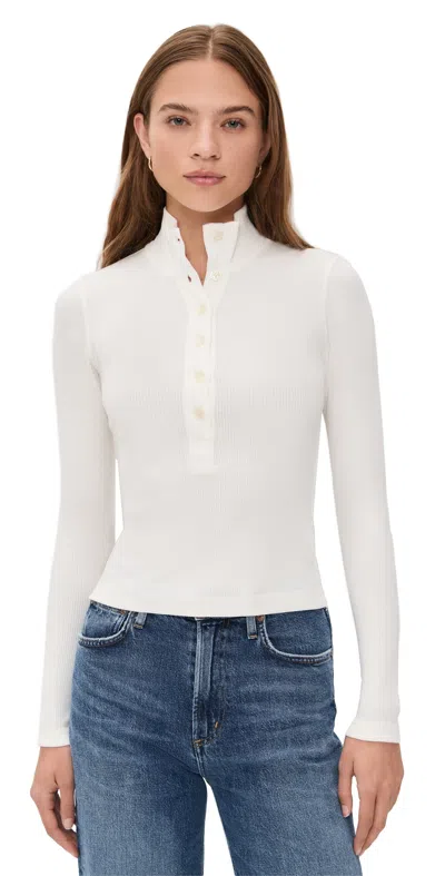 Citizen Of Humanity Citizens Of Humanity Sheena Long Sleeve Rib Polo In White