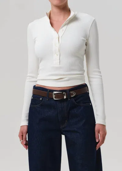 Citizen Of Humanity Citizens Of Humanity Sheena Long Sleeve Rib Polo In White