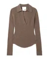 Citizen Of Humanity Simone Ribbed Wool And Cashmere-blend Polo Sweater In Brown