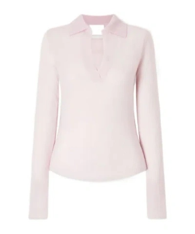 Citizen Of Humanity Simone Ribbed Wool And Cashmere-blend Polo Sweater In Pale Pink