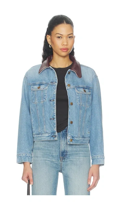 Citizen Of Humanity Skylar Contrast-collar Denim Jacket In Blue