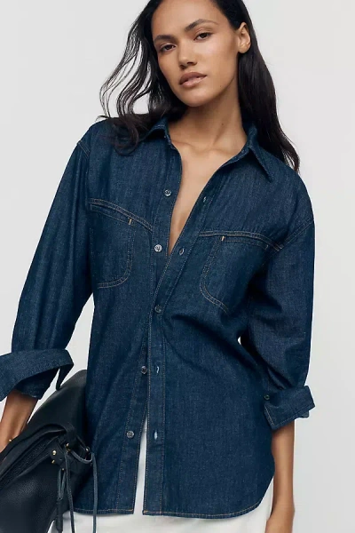 Citizen Of Humanity Solene Denim Shirt Top In Blue