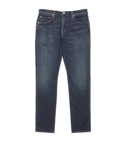 Citizen Of Humanity Stretch Cotton-cashmere London Slim Tapered Jeans In Blue