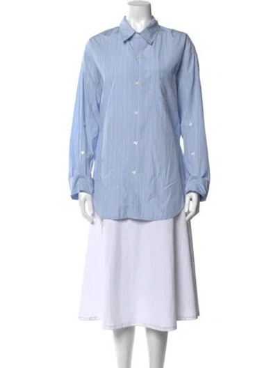Pre-owned Citizen Of Humanity Striped Long Sleeve Button-up Top In Blue