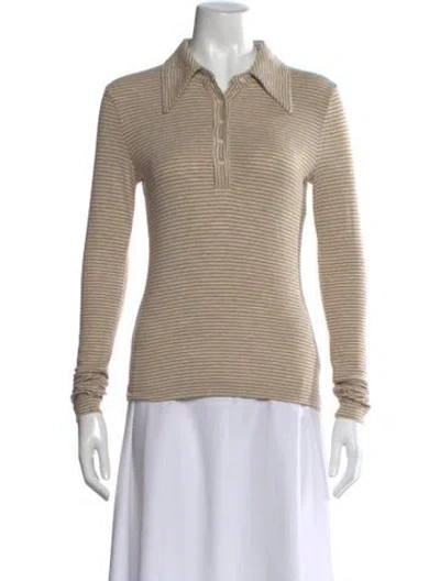 Pre-owned Citizen Of Humanity Striped Long Sleeve Polo In Neutral
