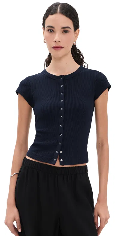 Citizen Of Humanity Tabi Short Sleeve Cardigan Navy In Blue
