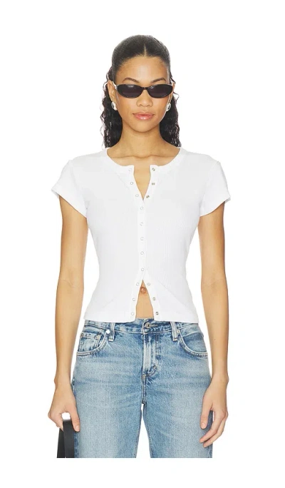 Citizen Of Humanity Tabi Short Sleeve Cardigan In White