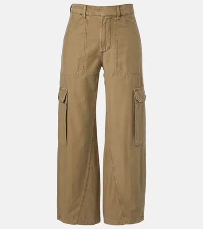 Citizen Of Humanity Thassos Cropped Cotton Twill Cargo Pants In Brown