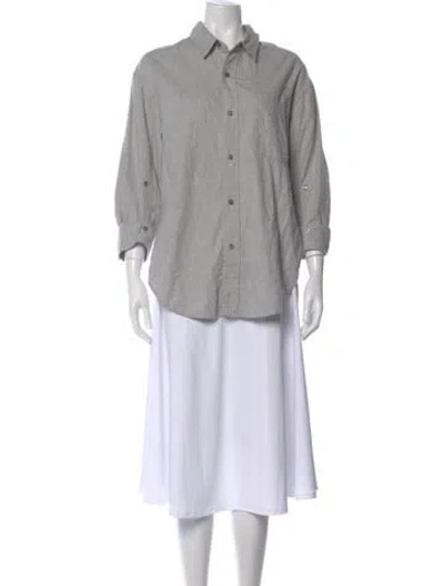 Pre-owned Citizen Of Humanity Three-quarter Sleeve Button-up Top In Gray