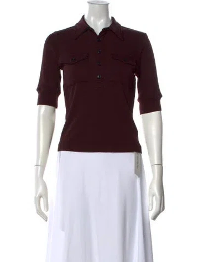 Pre-owned Citizen Of Humanity Three-quarter Sleeve Polo In Burgundy