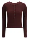 Citizen Of Humanity Varra Ribbed Stretch Cotton And Lyocell-blend Henley Top In Brown