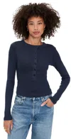 Citizen Of Humanity Womens Varra Henley Long-sleeve Cotton-jersey Top Mineral Navy In Blue