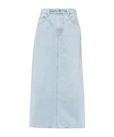 Citizen Of Humanity Verona Mid-rise Denim Midi Skirt In Blue