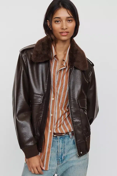 Citizen Of Humanity Vintage Leather-blend Bomber Jacket In Brown