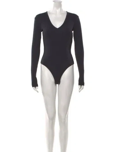 Pre-owned Citizen Of Humanity V-neck Long Sleeve Bodysuit In Grey