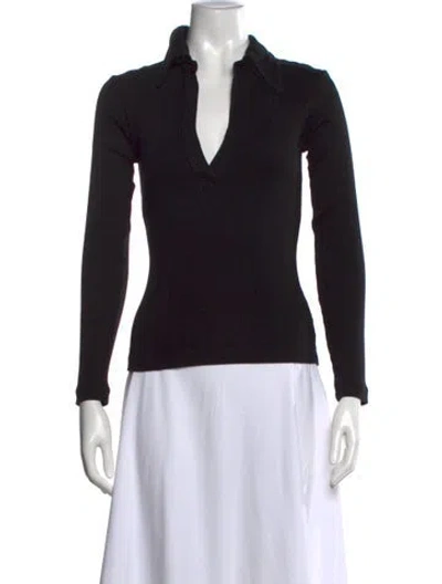 Pre-owned Citizen Of Humanity V-neck Long Sleeve Polo In Black
