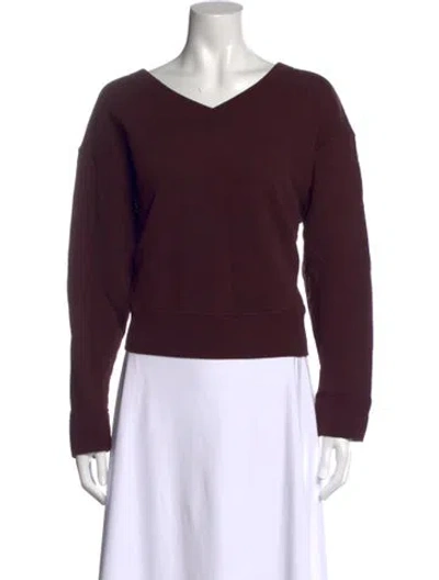 Pre-owned Citizen Of Humanity V-neck Long Sleeve Sweatshirt In Burgundy