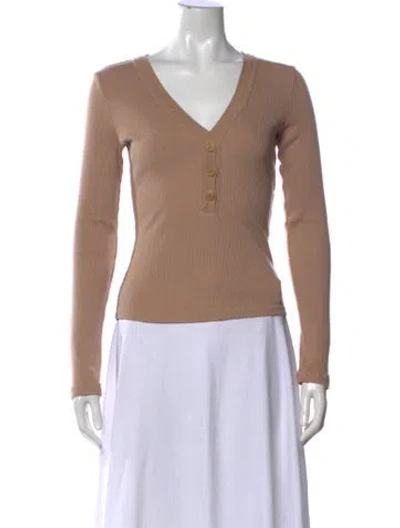 Pre-owned Citizen Of Humanity V-neck Long Sleeve Top In Neutral