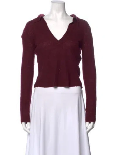 Pre-owned Citizen Of Humanity V-neck Sweater In Burgundy