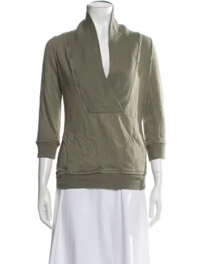 Pre-owned Citizen Of Humanity V-neck Three-quarter Sleeve Sweatshirt In Green