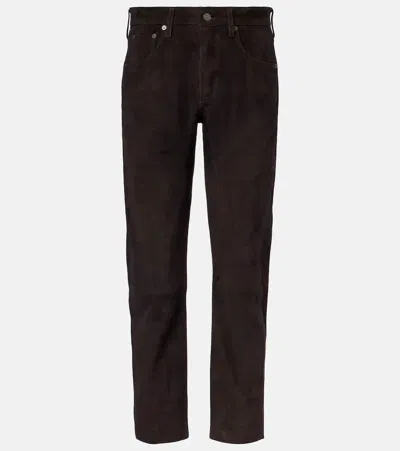 Citizen Of Humanity Winslow Low-rise Suede Straight-leg Pants In Brown