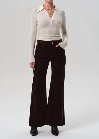 Citizen Of Humanity Kimberly Flare With Horsebit Corduroy Pants In Mahogany In Black