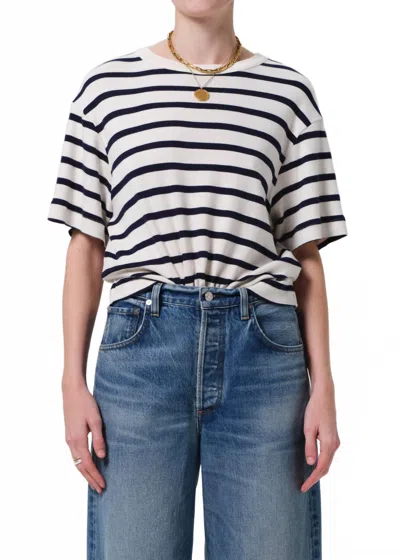 Citizen Of Humanity Citizens Of Humanity Goldie Stripe Relaxed Fit T-shirt In Azure Stripe