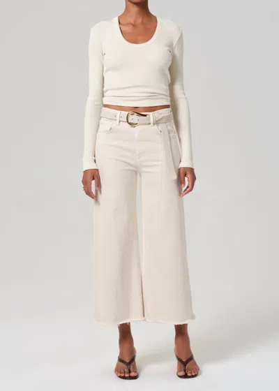 Citizen Of Humanity Lyra Crop Wide Leg Jeans In Almondette In White