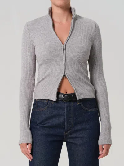 Citizen Of Humanity Women's Zip Cardigan In Heather Grey In Gray