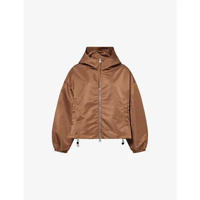 Citizen Of Humanity Womens Brown Hooded Crop Shell Windbreaker Jacket Xs