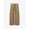 Citizen Of Humanity Womens Bezal (md Olv/grn) Andira Cotton And Linen Blend Cargo Trousers Xs In Nude