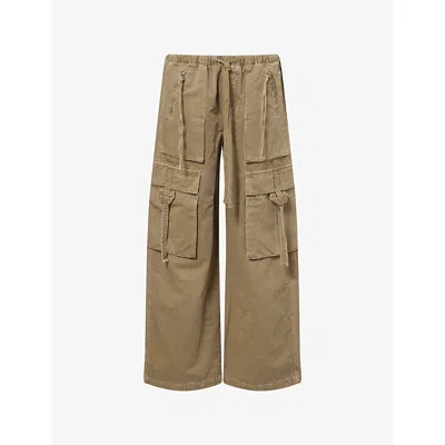 Citizen Of Humanity Womens Bezal (md Olv/grn) Andira Cotton And Linen Blend Cargo Trousers Xs In Nude