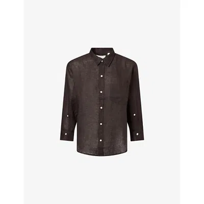 Citizen Of Humanity Womens Chocolate (md/dk Brown) Kayla Shrunken Linen Shirt