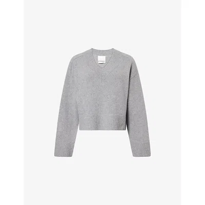 Citizen Of Humanity Womens Citizens Of Humanity Gazette Puzzle V-neck Knitted Wool And Cashmere Jumper In Gray